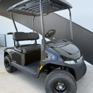 2025 E-Z-GO Valor in Metallic Charcoal, 2-seater petrol golf cart, front three-quarter view