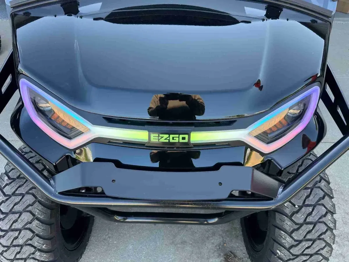 Controllable LED headlights on the 2027 E-Z-GO Express 4 Summit XT